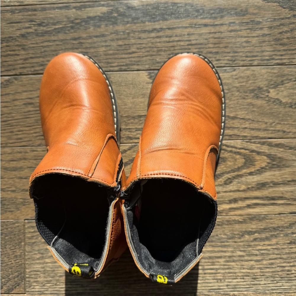 Little kids ankle brown shoes boots US size 13 , side zipper ,